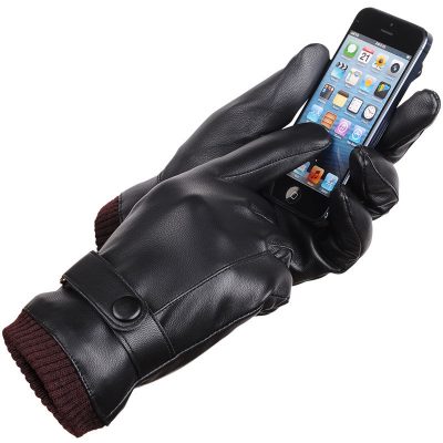 Cycling outdoor leather gloves mittens for men (5)