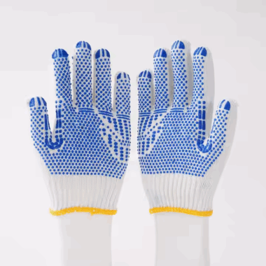  Cotton Knitted Anti-Slip PVC Dotted General Work Safety Gloves
