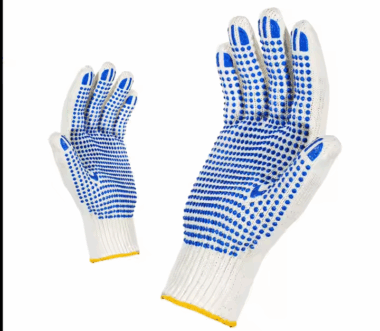  Cotton Knitted Anti-Slip PVC Dotted General Work Safety Gloves