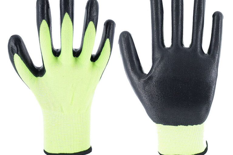 Breathable Nylon Nitrile Coated Work Gloves for Construction Safety