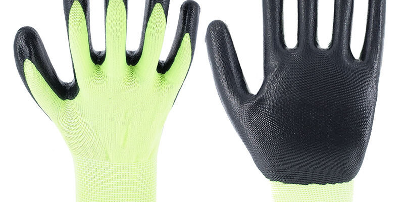 Breathable Nylon Nitrile Coated Work Gloves for Construction Safety