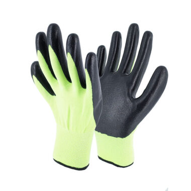 Breathable Nylon Nitrile Coated Work Gloves for Construction Safety
