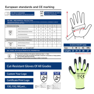 Breathable Nylon Nitrile Coated Work Gloves for Construction Safety
