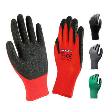 13G Red Polyester Crinkle Latex Coated Work Gloves with Corrugated Palm
