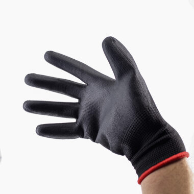  13G Black Nylon PU Coated Work Gloves for Construction and General Use