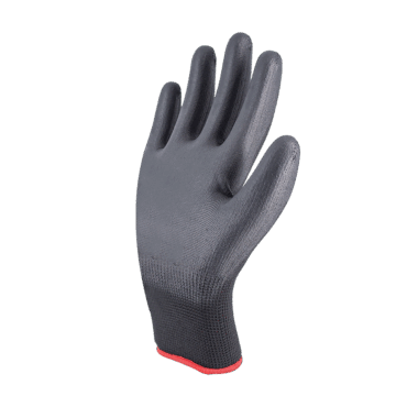 13G Black Nylon PU Coated Work Gloves for Construction and General Use