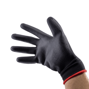  13G Black Nylon PU Coated Work Gloves for Construction and General Use