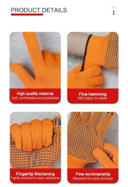 Hot Sale Orange PVC Coated Cotton Work Gloves for Labor Protection and Safety