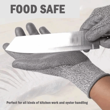 Level 5 PU Coated HPPE Anti Cut Work Gloves for Farming and Glass Work
