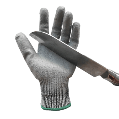 Level 5 PU Coated HPPE Anti Cut Work Gloves for Farming and Glass Work