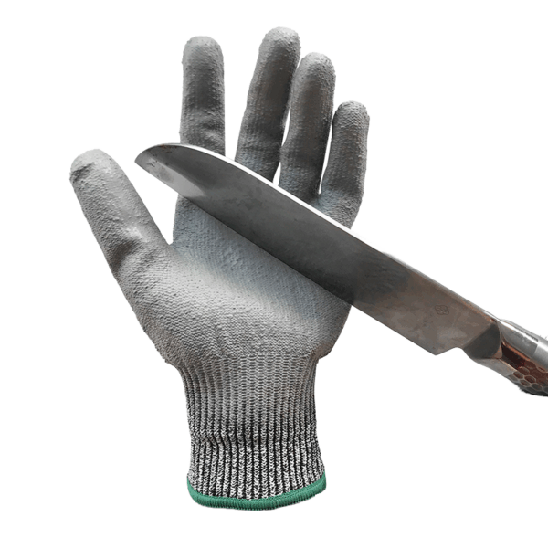 Level 5 PU Coated HPPE Anti Cut Work Gloves for Farming and Glass Work