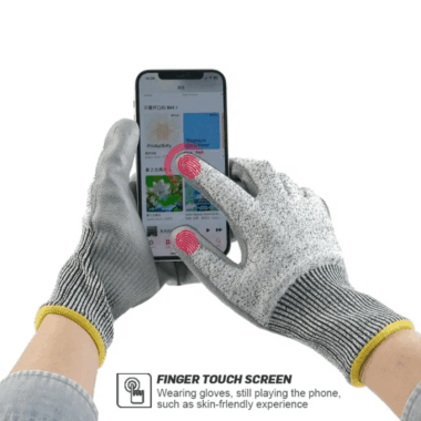 Level 5 PU Coated HPPE Anti Cut Work Gloves for Farming and Glass Work