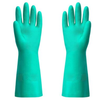 Green Oil & Chemical Resistant Nitrile Gloves for Industrial Use