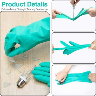 Green Oil & Chemical Resistant Nitrile Gloves for Industrial Use