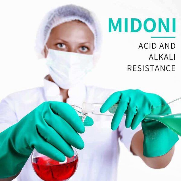 Green Oil & Chemical Resistant Nitrile Gloves for Industrial Use