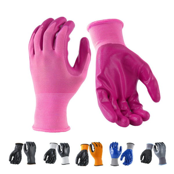 Pink Nitrile Coated 13 Gauge General Work Gloves for Women