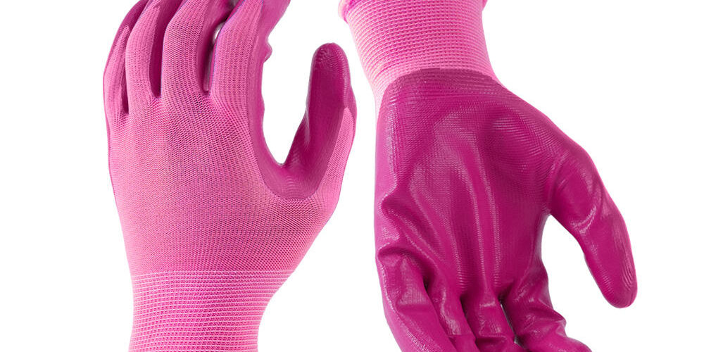 Pink Nitrile Coated 13 Gauge General Work Gloves for Women’s Garden Protection (7) Pink Nitrile Coated 13 Gauge General Work Gloves for Women