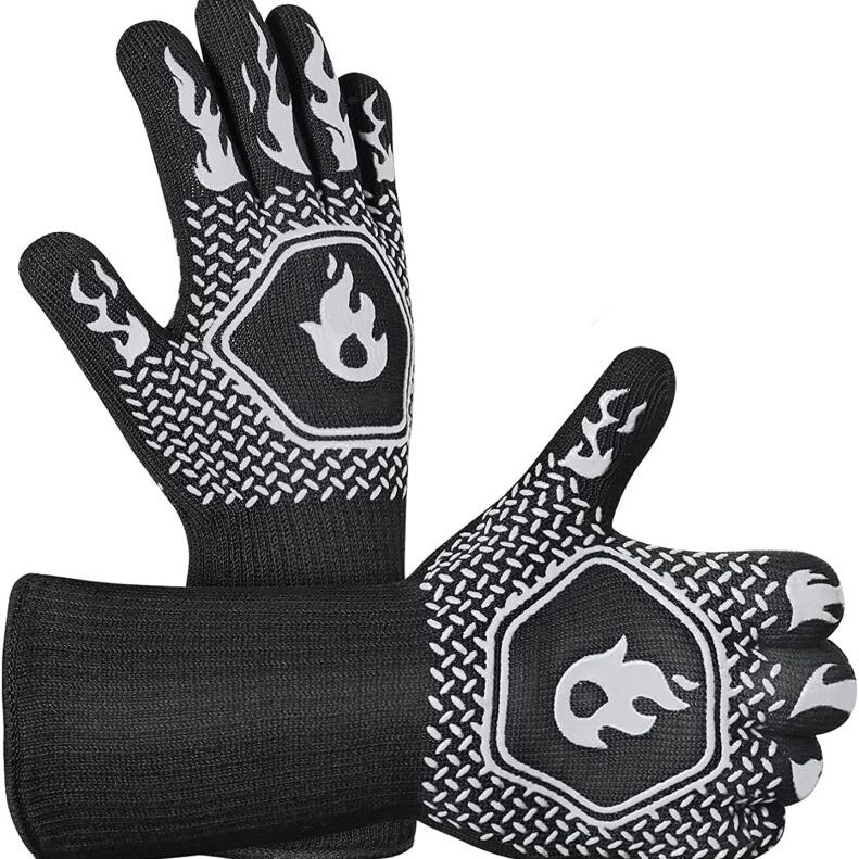 Heat Resistant Silicone Coated Work Gloves for BBQ and Grilling