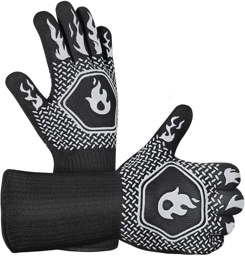 Heat Resistant Silicone Coated Work Gloves for BBQ and Grilling