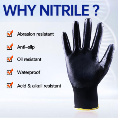 Certified Polyester Nitrile Coated Work Gloves for Garden and Safety Use